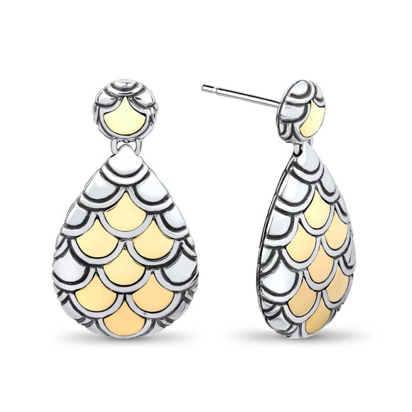 JOHN HARDY  GOLD NAGA STERLING TEARDROP EARRINGS - Picture 2 of 5